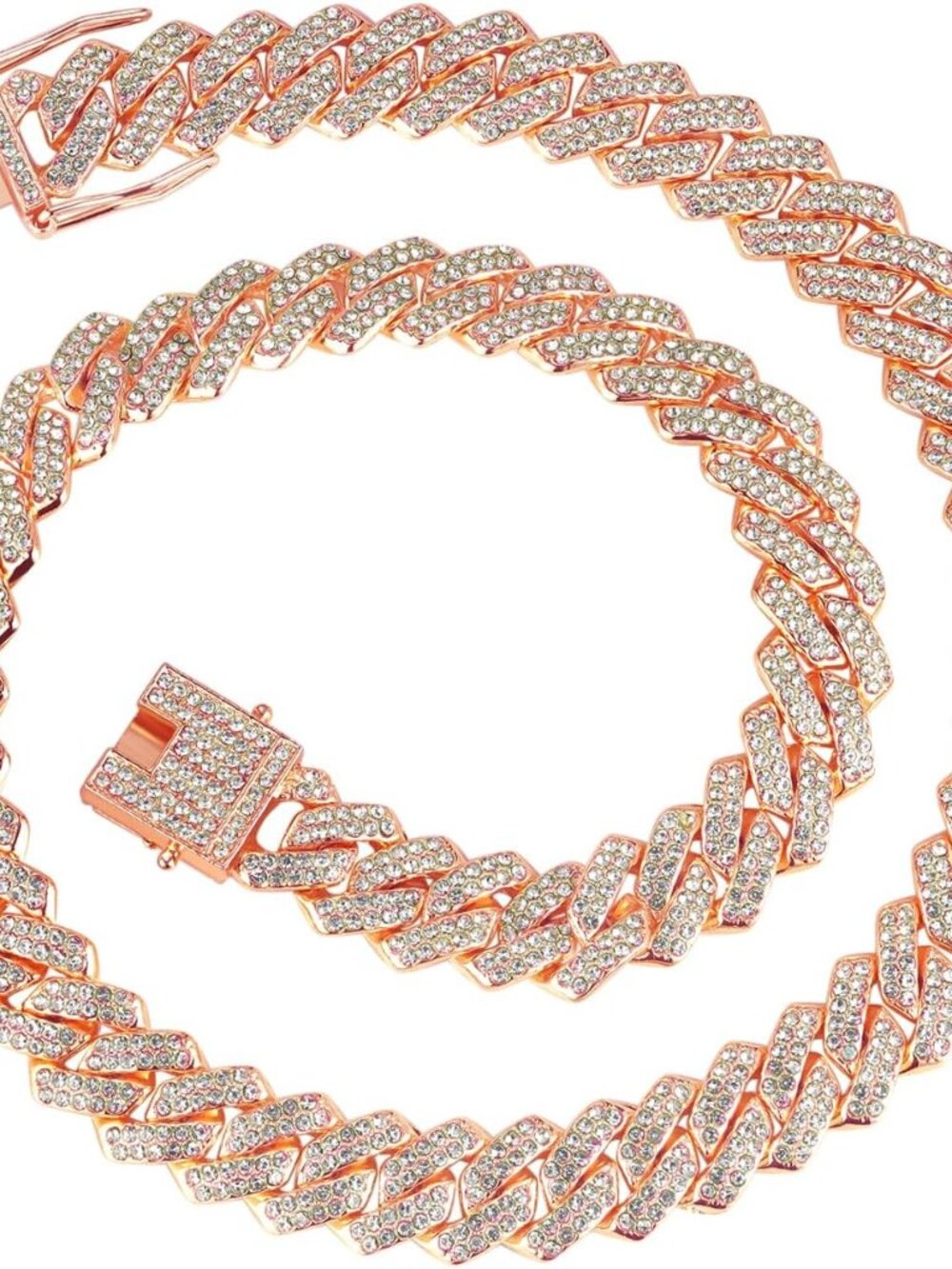 Mens Cuban link Chains Iced Out Miami Cuban Necklace Bling Diamond Hip Hop Jewel